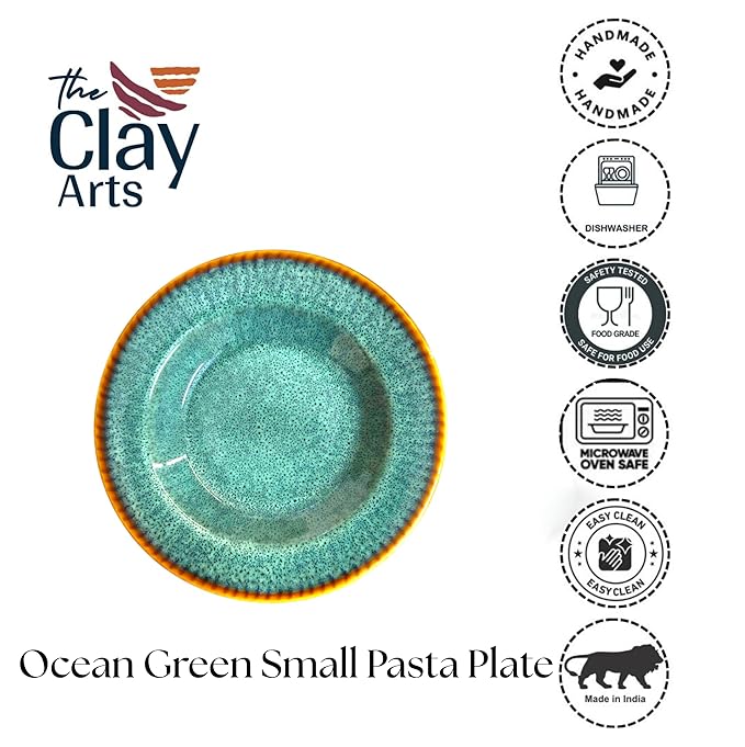 Ocean Green Pasta Plate – Premium Ceramic Serveware