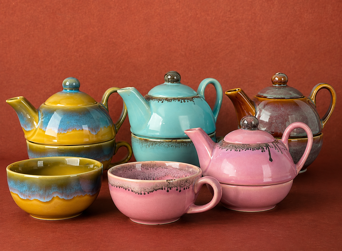 Handcrafted ceramic tea-for-one sets